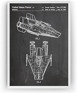 Magic Posters Star Wars RZ-1 A Wing Starfighter 1985 Patent Print - Vintage Poster Wall Art Posters Gifts For Men Women Room Blueprint Decor - Frame Not Included