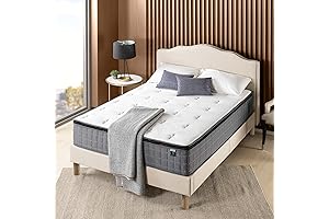Zinus 12 Inch Cool Touch Comfort Gel-Infused Hybrid Mattress, delivering enhanced sleep quality