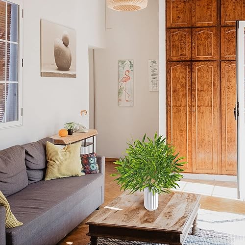 Miniatura 5 de Grand Verde Ramas de árbol de bambú de 23 pulgadas de largo, plantas artificiales de vegetación sintética, hojas de seda verde a granel, decoración