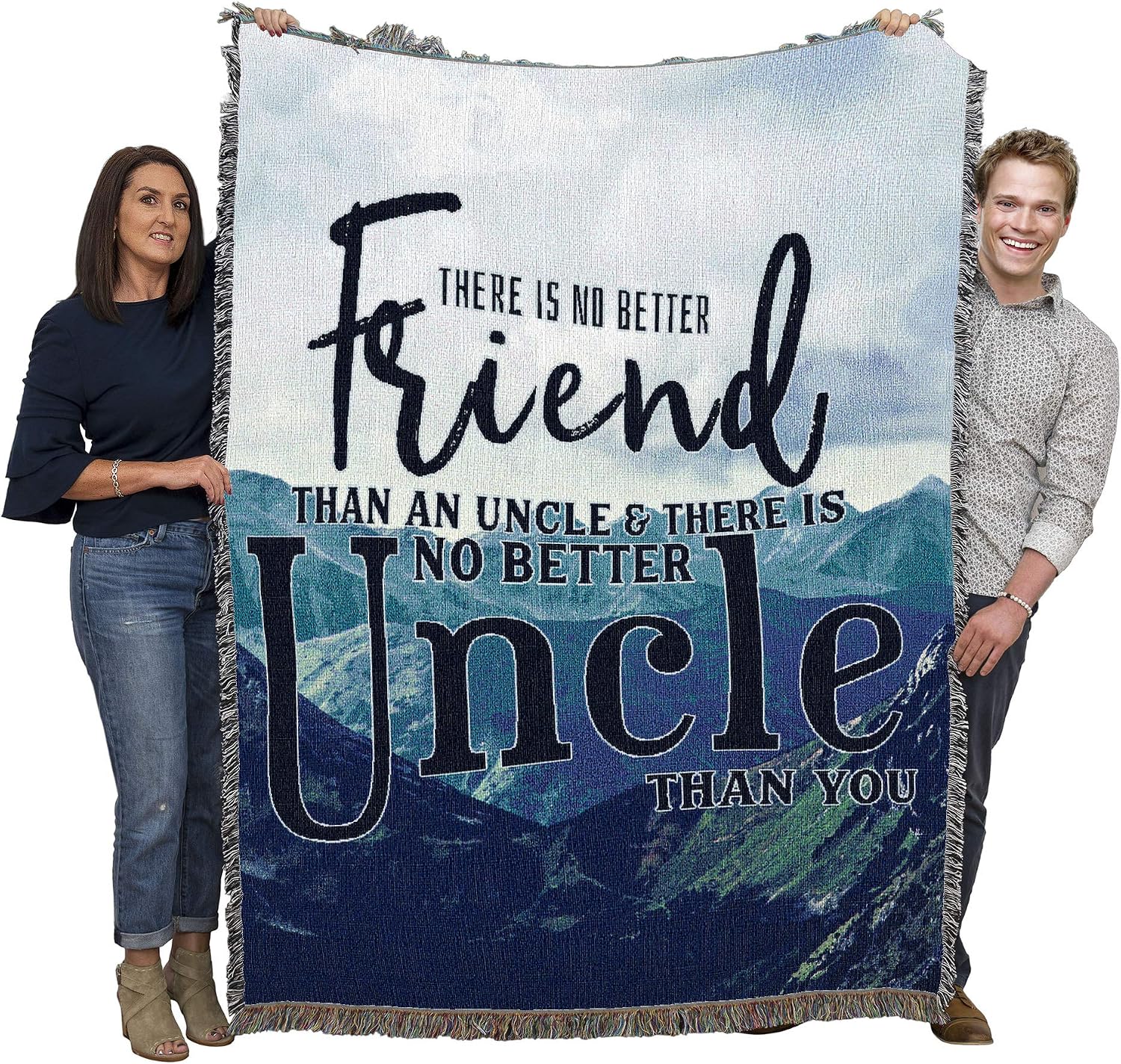 There is No Better Friend Than an Uncle Blanket Mountains - Gift Tapestry Throw Woven from Cotton - Made in the USA (72x54)