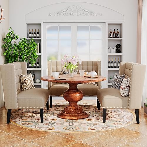 Miniatura 4 de Andeworld Sofá de dos plazas moderno, sofá de banquete tapizado para comedor, sala de estar, pasillo o entrada, funiture con patas de madera, masilla