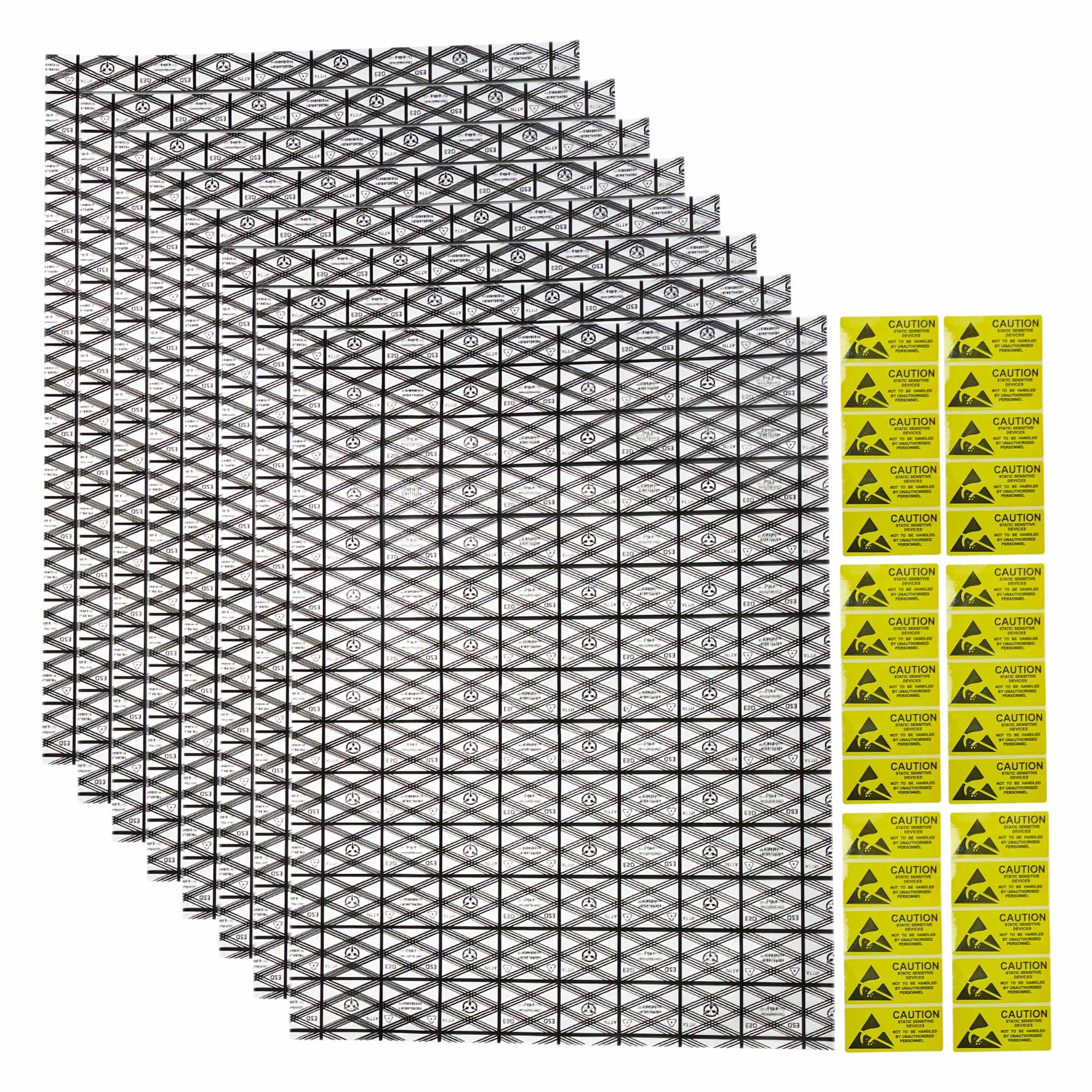 LJY 30 Pcs Black Mesh Anti Static Bags 15.8x11.8 Inch,with Antistatic Sticker,Open Top ESD Shielding Bags for Motherboards,PCB, Circuit Boards,