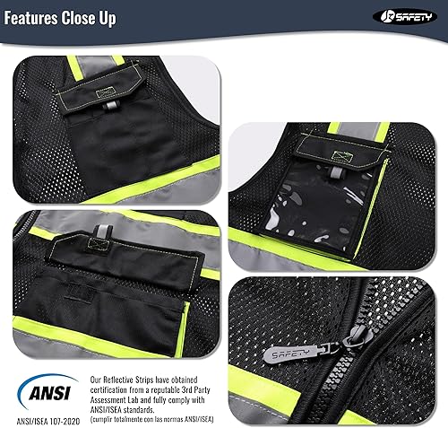 Miniatura 3 de JKSafety - Chalecos de seguridad reflectantes de alta visibilidad para hombres y mujeres, con bolsillos, ropa de seguridad de malla para