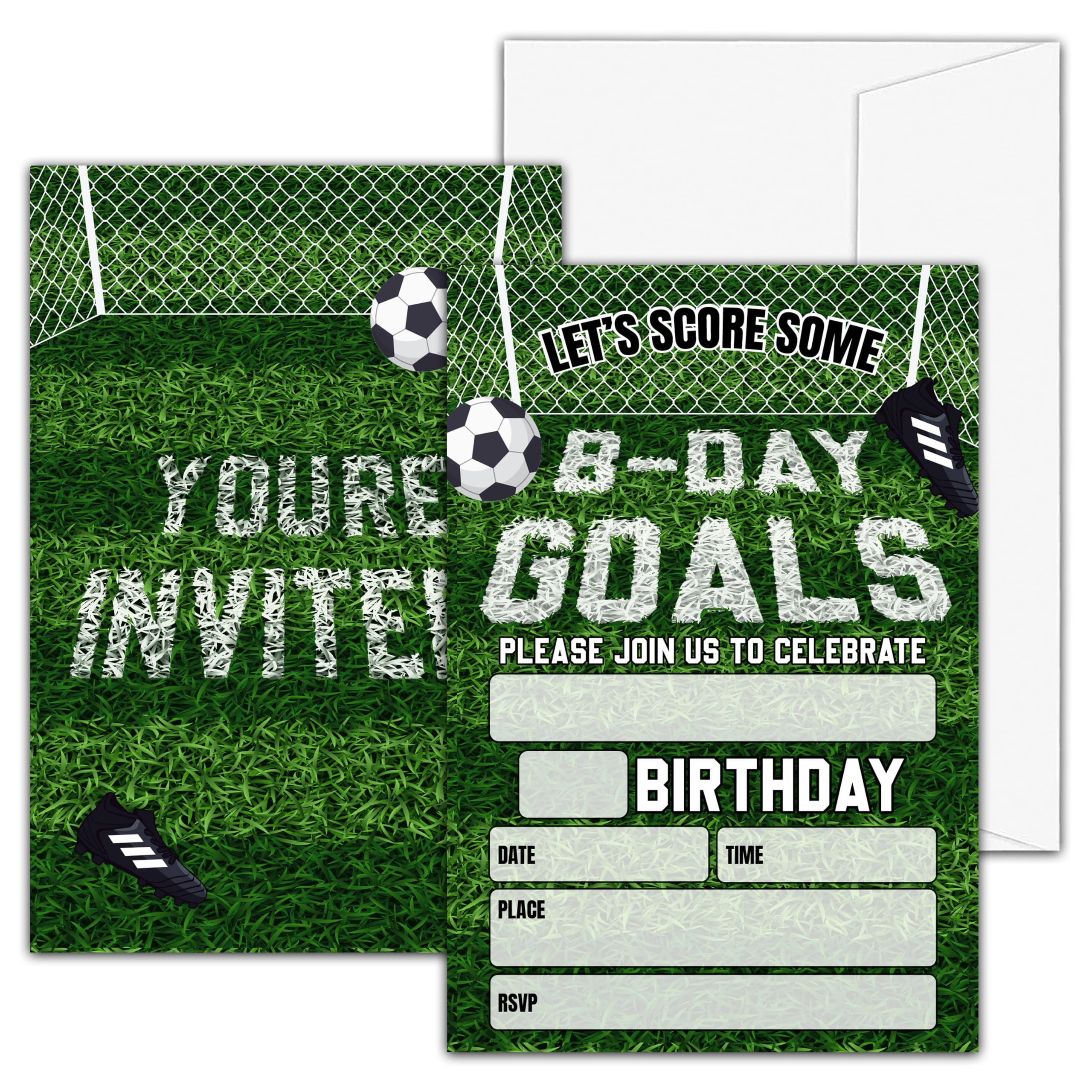 valucise Soccer Birthday Invitations For Boys, Soccer Theme Birthday Party Invitations, Football Sports Fill In Invitation Cards, Birthday Party Favor