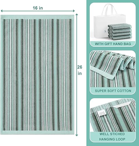 Miniatura 27 de SALAS Toallas de cocina de algodón prémium para secar platos, toallas de mano grandes y largas de 390 GMS, juego de toallas gruesas y altamente