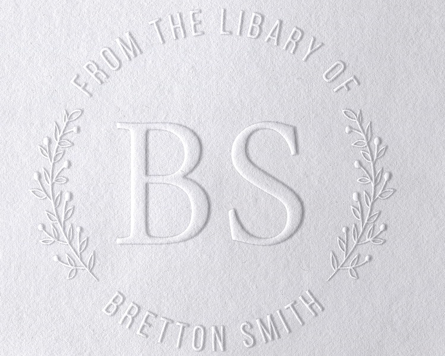 Pickled Stamps 10+ Designs Custom Book Embosser with Your Name from The Library of, Belongs to, Floral Ex Libris, Great Book Lover Gift 1 x 5/8" (Initials) (2")