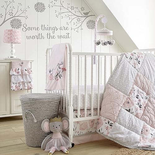 Miniatura 3 de Levtex Baby - Lámpara de mesa y pantalla Elise - Base de husillo con lámpara roseta rosa - Accesorios para guardería - Medidas: 22 pulgadas de alto