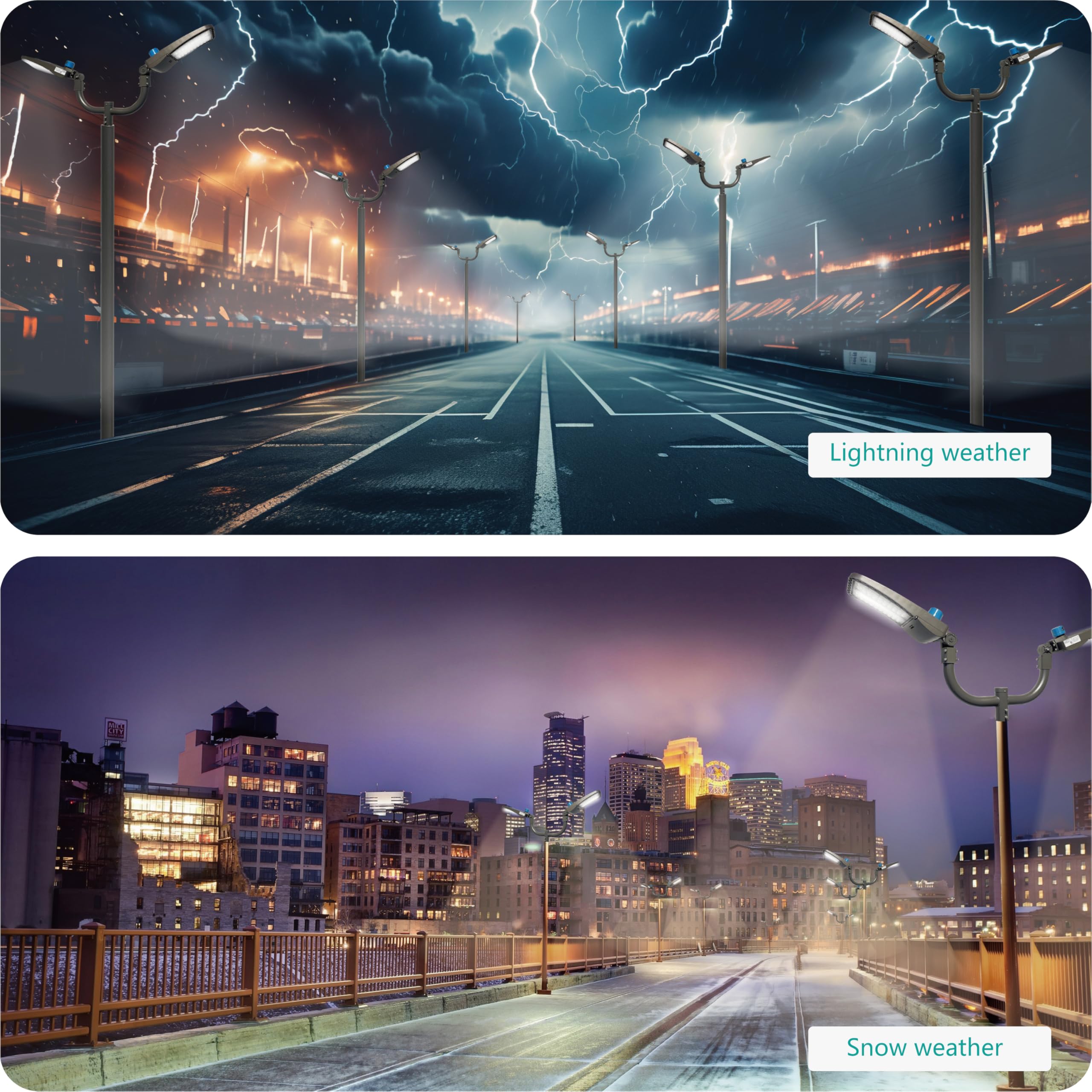 1 x Doppel-Bullhorn-Halterung und 2 x 200 W LED-Parkleuchten, 5000 K LED-Parkleuchten mit verschiebbarer Fotozelle, 48000 lm, Boxenstangenbeleuchtung