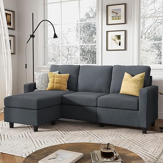 HONBAY Convertible Sectional Sofa, L Shaped Couch with Reversible Chaise for Small