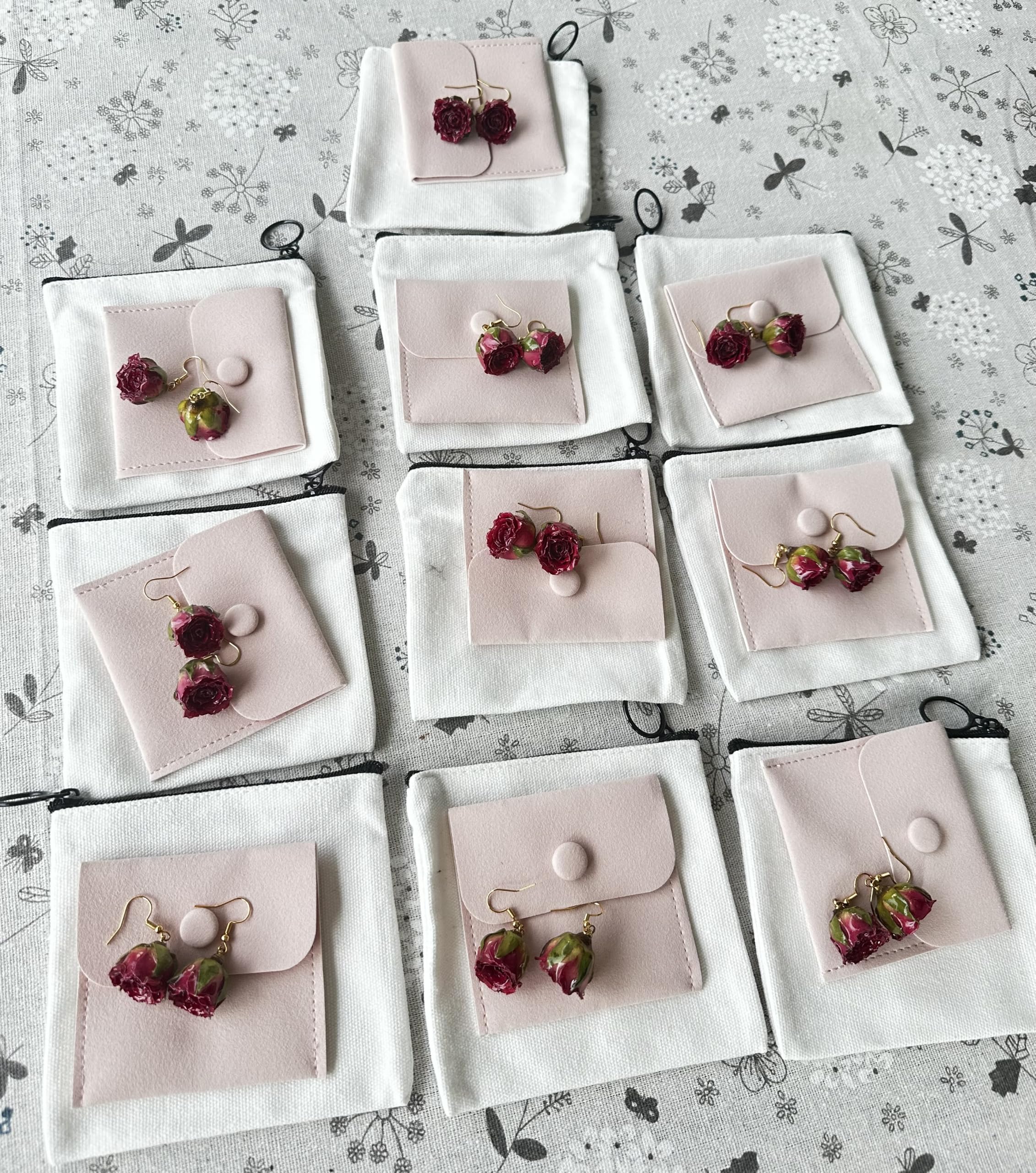 Handgemachte Echte Rose Ohrringe und Halskette Set Edelstahl