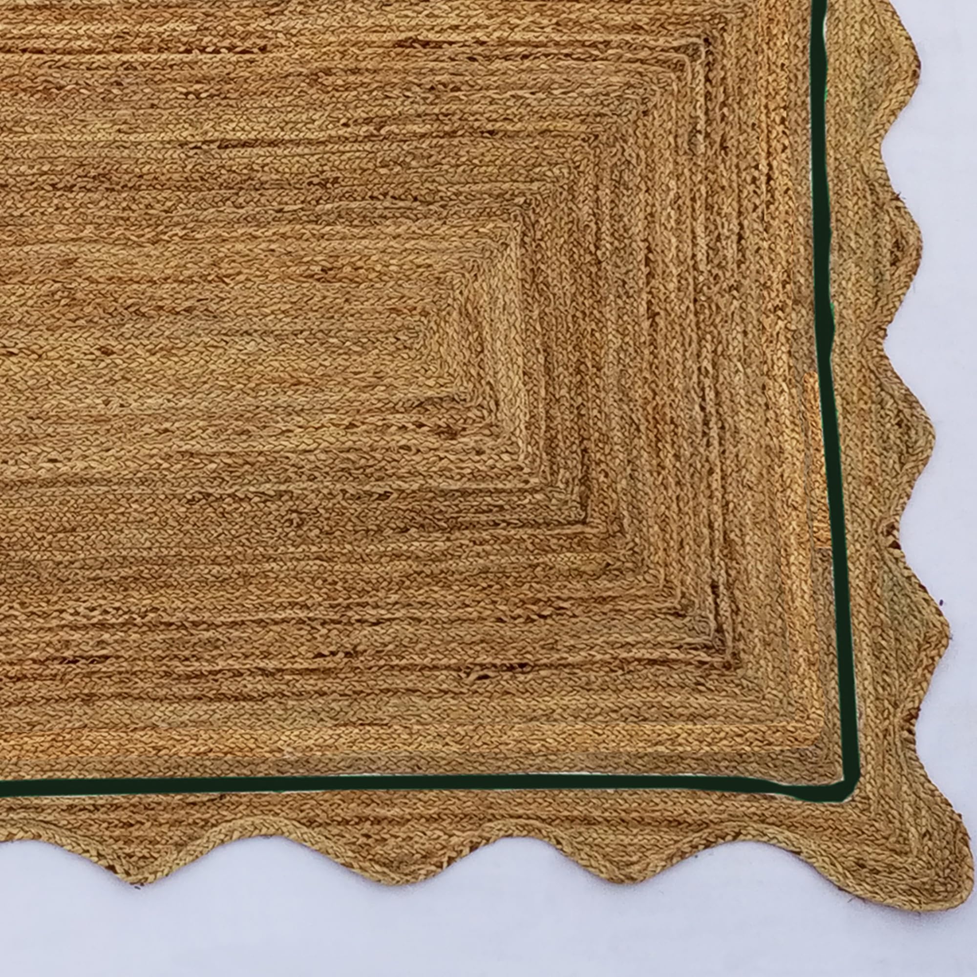 Tapis indien en jute festonné à la main pour chambre à coucher, 1,2 x 1,2 m, style bohème en jute et chanvre pour pendaison de crémaillère