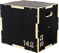 Vista 1 de Fitvids 3 in 1 Non-Slip Wooden Plyo Box Jump Exercise Platform, Plyometric Workout Equipment for Home Gym, Training Step Box, Black, Multiple Sizes
