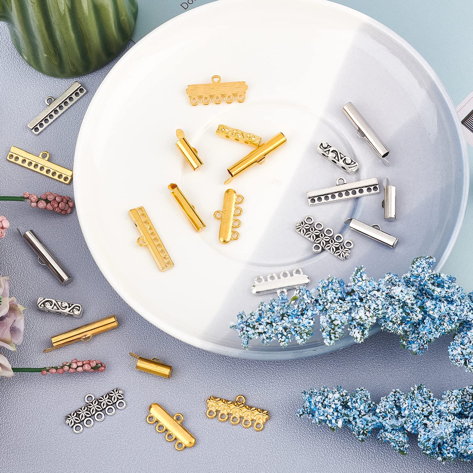 12 Style Mixed Slide Clasp Set - Multi-Strand Jewelry Connectors For Necklaces & Bracelets