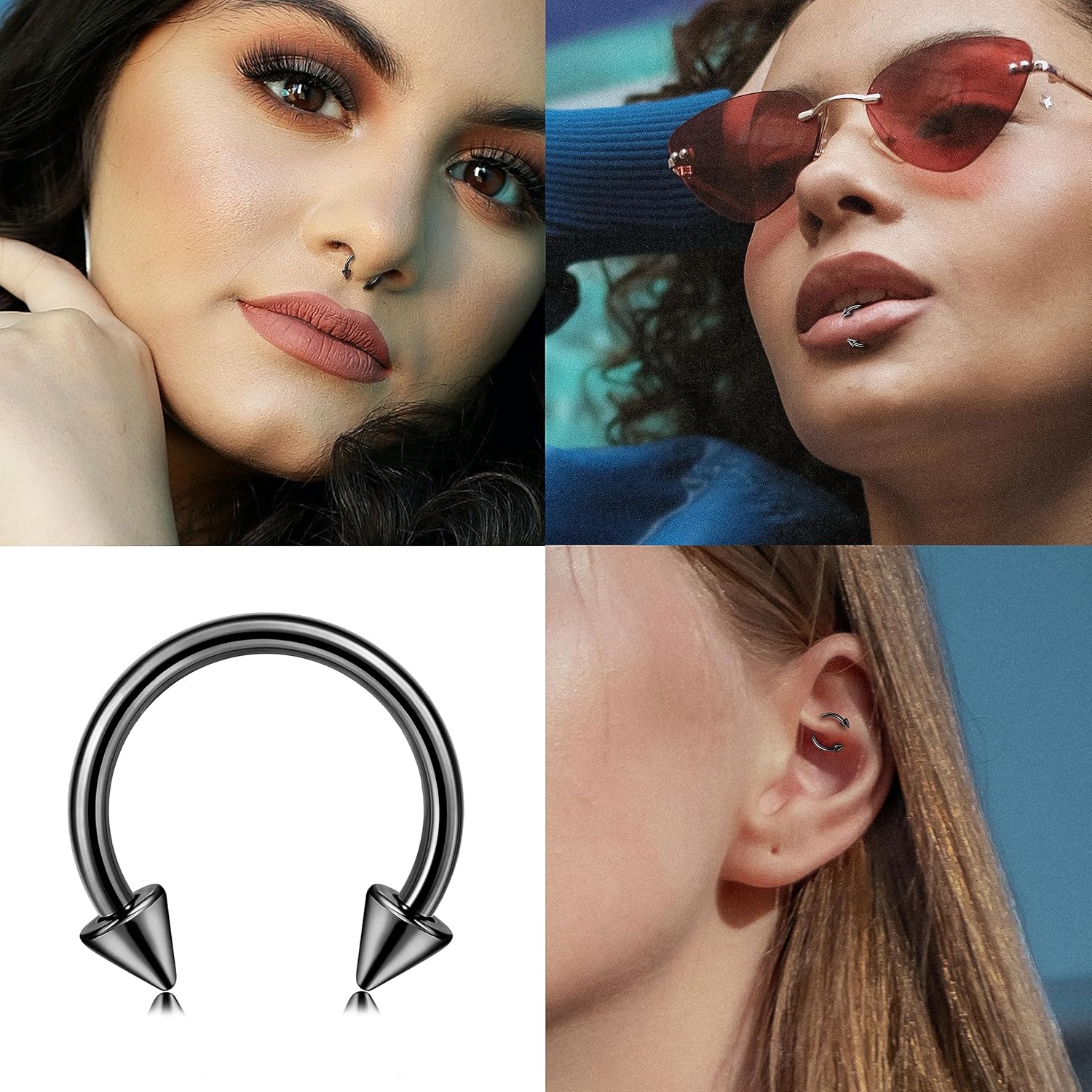 32Pcs 14G 16G 18G Surgical Steel Septum Nose Rings for Women Men Horseshoe Earrings Cartilage Helix Tragus Eyebrow Lip Daith Hoop Smily Piercing Jewelry 7-14MM - Image 6
