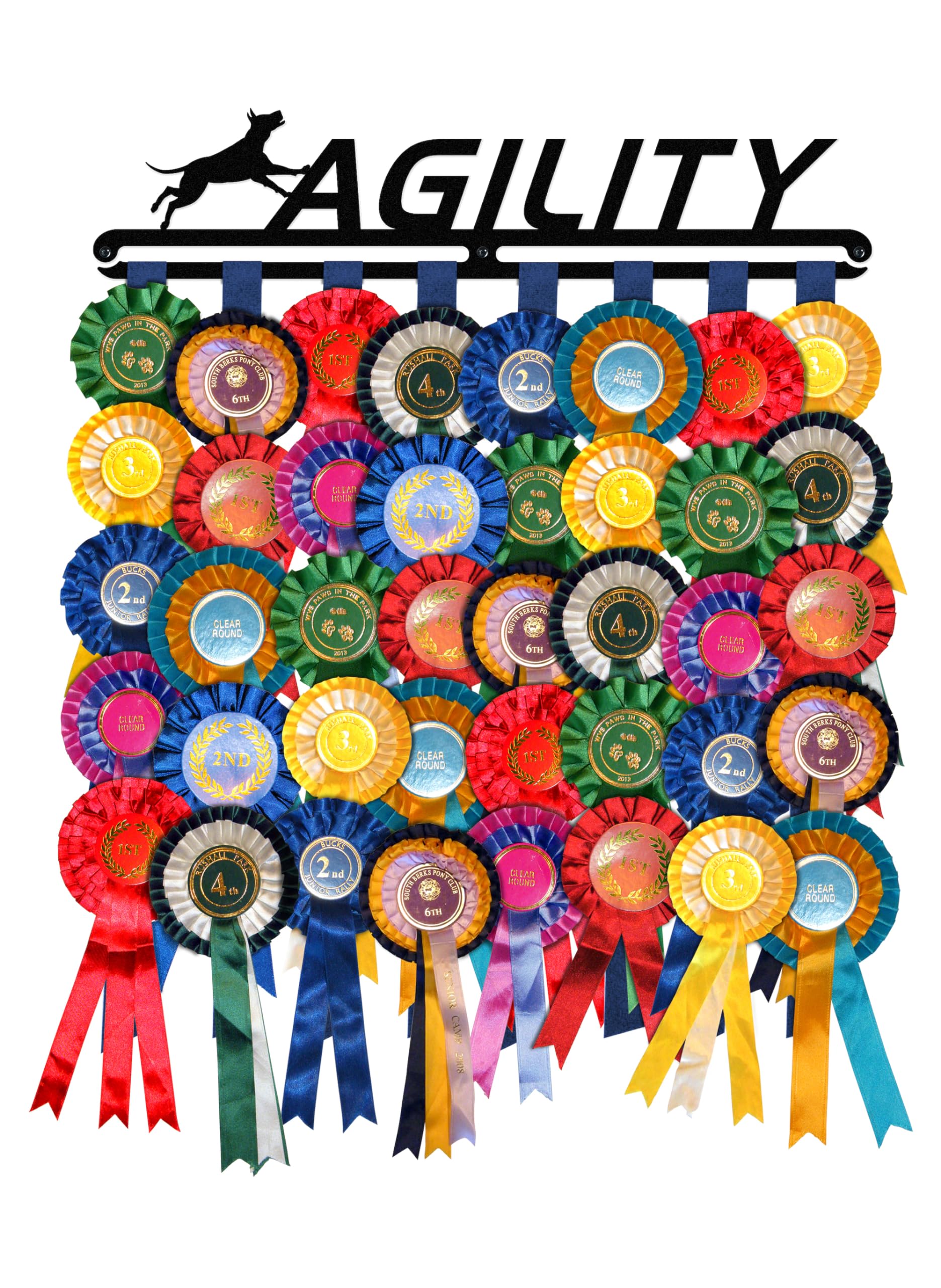 Dog Rosette Hanger | 'Agility' | Ribbon Holder Wall Display | Black Metal
