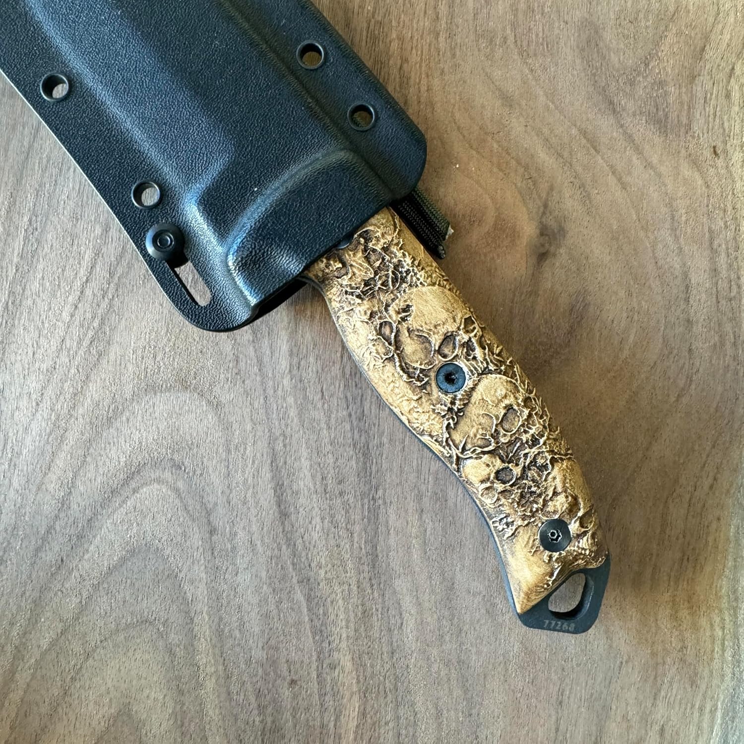 Graveguard Handmade Hardwood Scales for ESEE-5 and ESEE-6 Fixed Blades — Gothic Skull Relief Knife Handles Compatible with ESEE-5 ESEE-6 Large Fixed Blade — Aftermarket Replacement