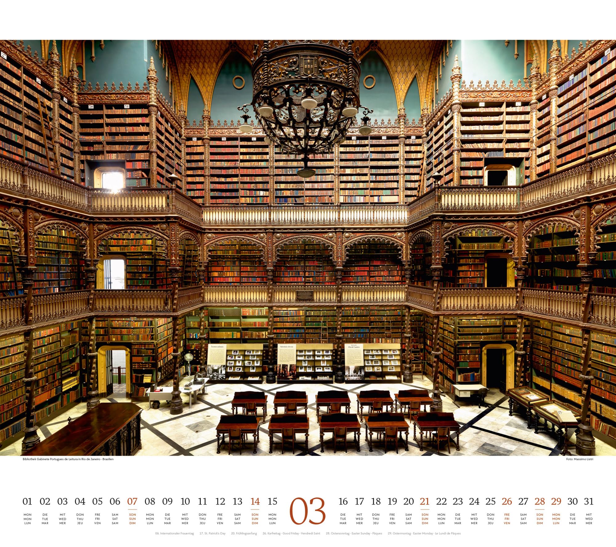 Welt der Bücher Kalender 2027 | Bildgewaltiger Bibliotheken-Kalender im großen Querformat (54x48 cm) | Eindrucksvolle Architektur von Büchereien