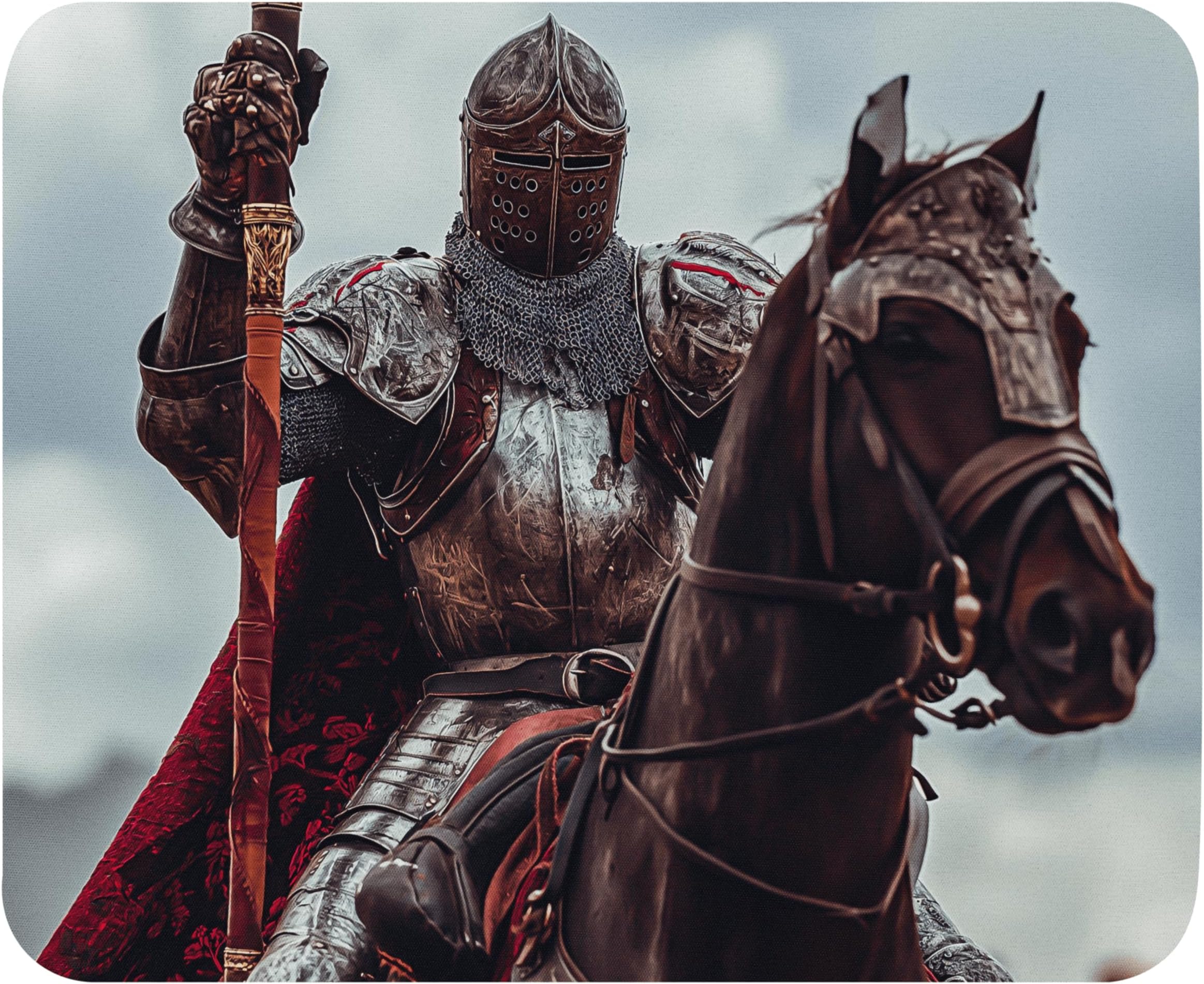 Print Mouse Pad | Rider Knight | History | Rectangular Style Anti-Slip Rubber Mousepad | Gaming | Office | Rubber, Polyester Fabric | 8.66x7.08in | Computer | Gift