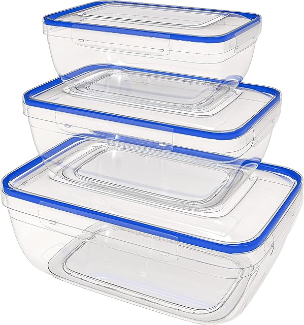 BulBus Bow Set of 3 [0.4L,0.8L,1.4L] Airtight Plastic Food Containers with Lids for Storage, Food Storage Containers -Tupperware Sets with Lids-Freezer Storage Boxes-Plastic Air Tight Food Containers