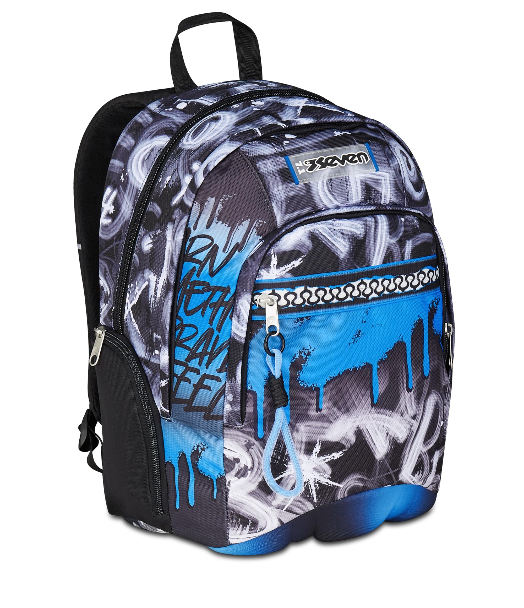 Seven Zaino Scuola Media Ragazzo, Scuola Elementare, Dual, Scomparto PC, Tasca Borraccia, grigio azzurro