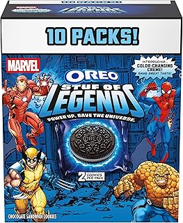 MARVEL OREO Stuf of Legends Cookies, Special Edition, 10 Snack Packs (2 Cookies Per Pack)