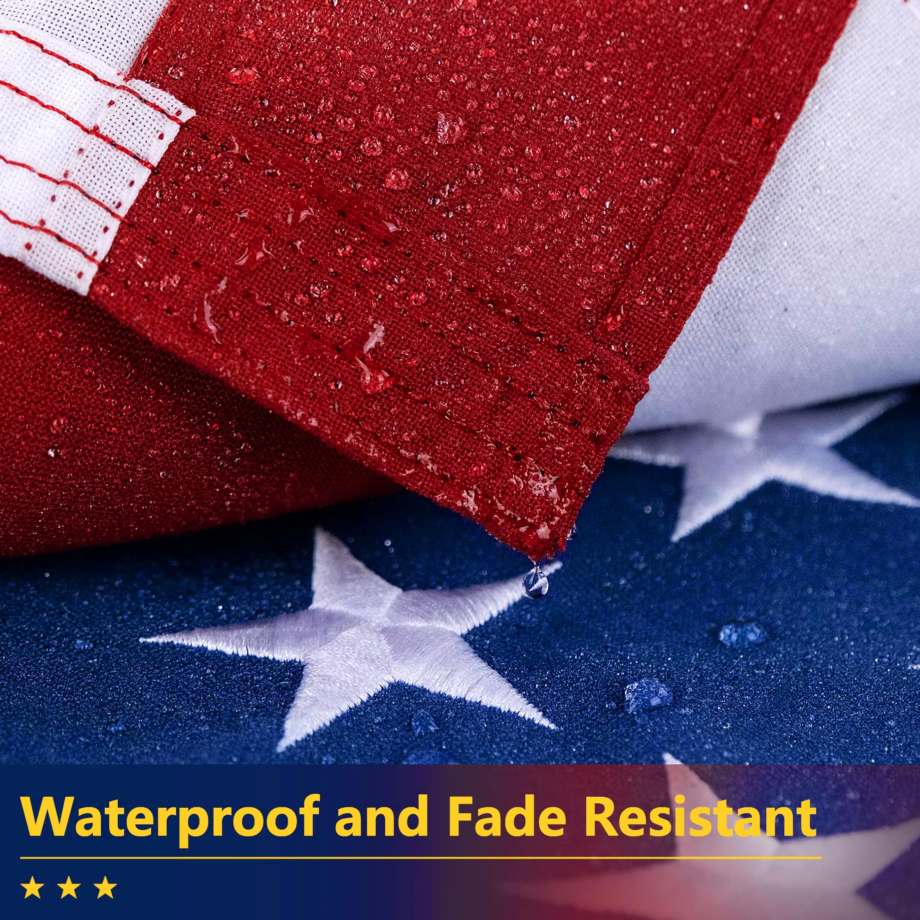Bandiera americana in cotone, 1,8 x 3 m, ultra resistente per esterni, tessuto antistrappo, stelle ricamate, occhielli in ottone, perfetta per bandiera americana all'aperto, mostra il tuo patriottismo