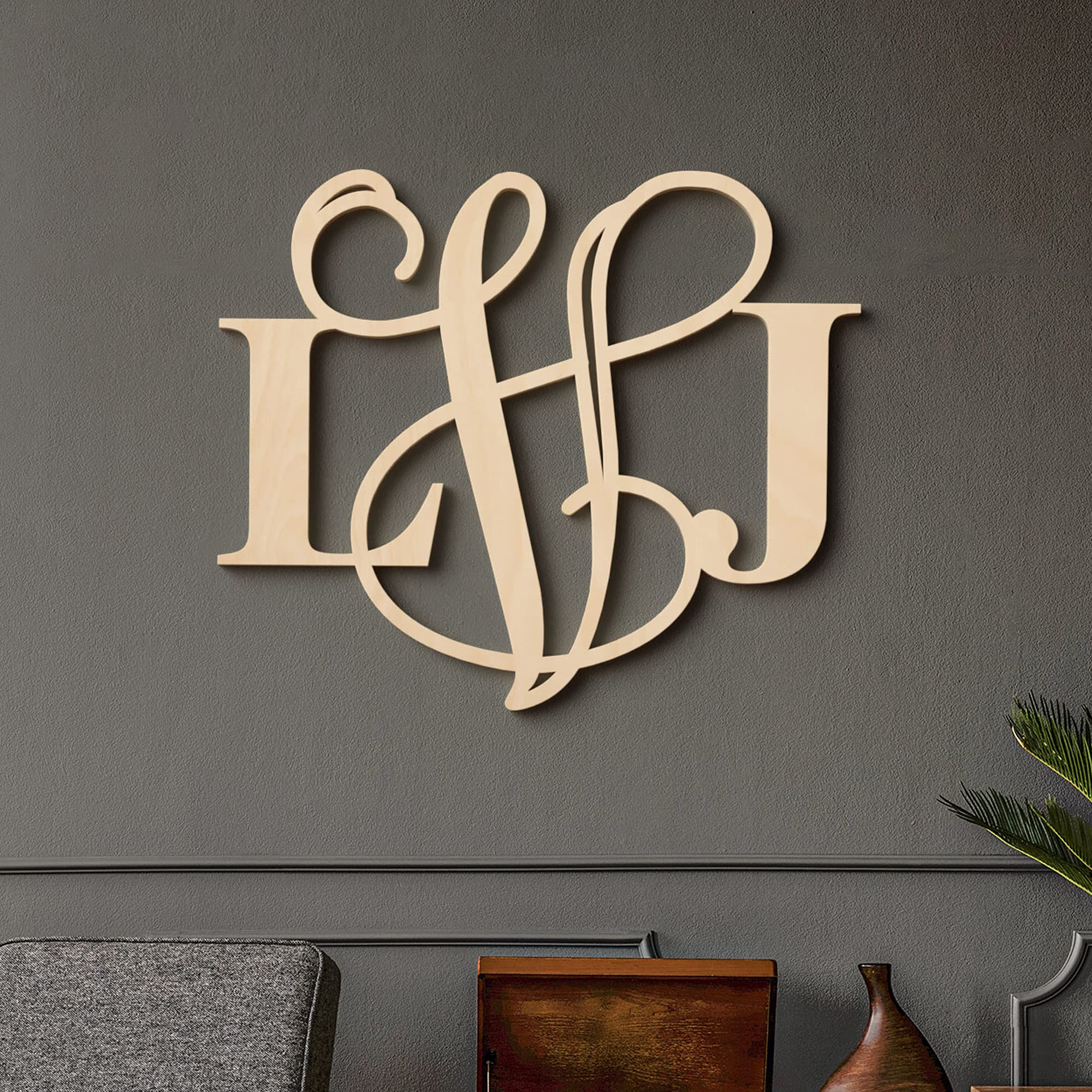 Personalized Wooden Letters Wall Decor - 3 Large Vine Letters For Initials - Hanging Wood Sign For Nursery Room or Door Hanger - Baby Shower Gift - Family Name Art For Your Home by 48 Hour Monogram