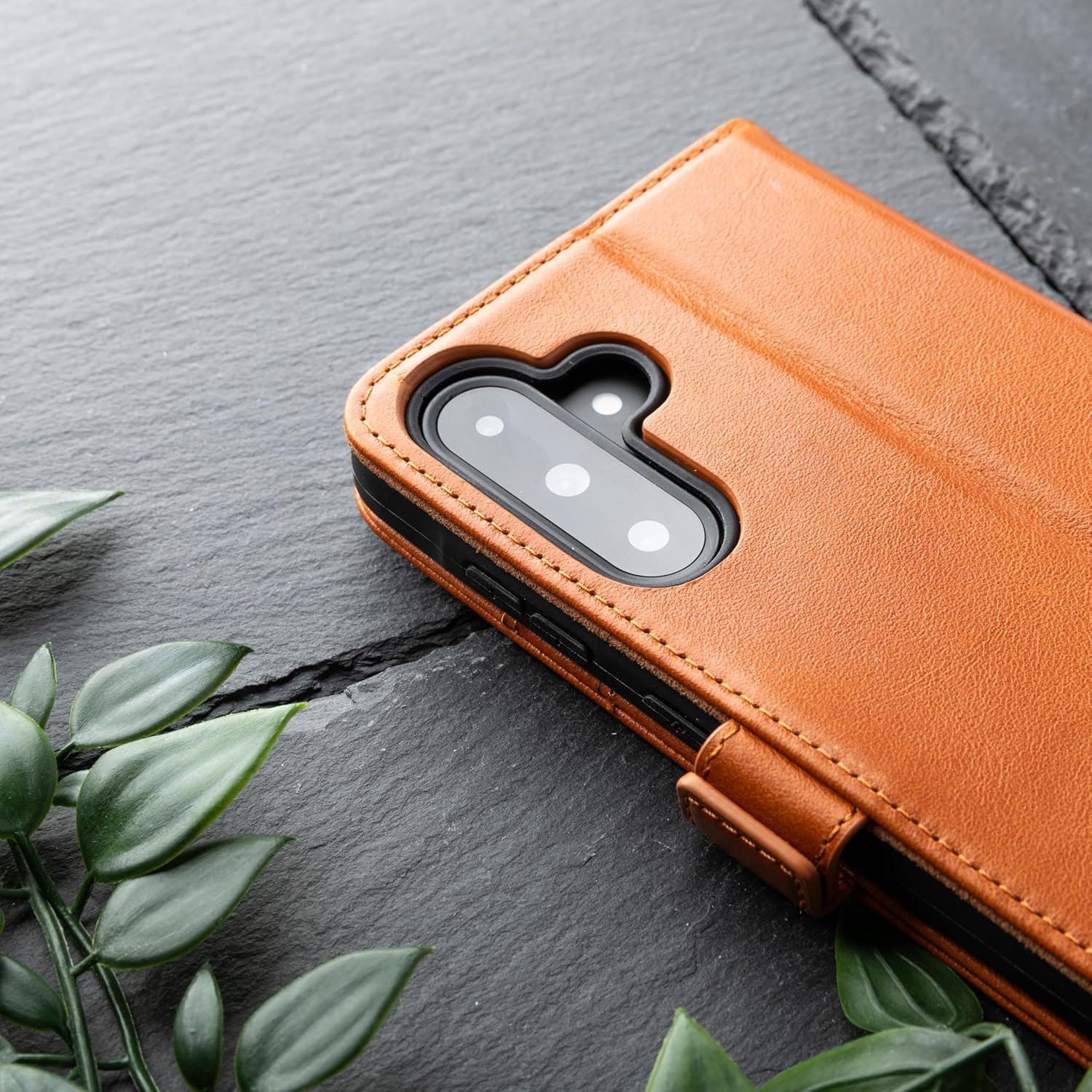 Snakehive Leather Wallet for Samsung Galaxy A36 - Real Leather Wallet Phone Case with Viewing Stand and Card Holder - Side Clasp Flip Folio Cover with Card Slots (Smooth Tan)