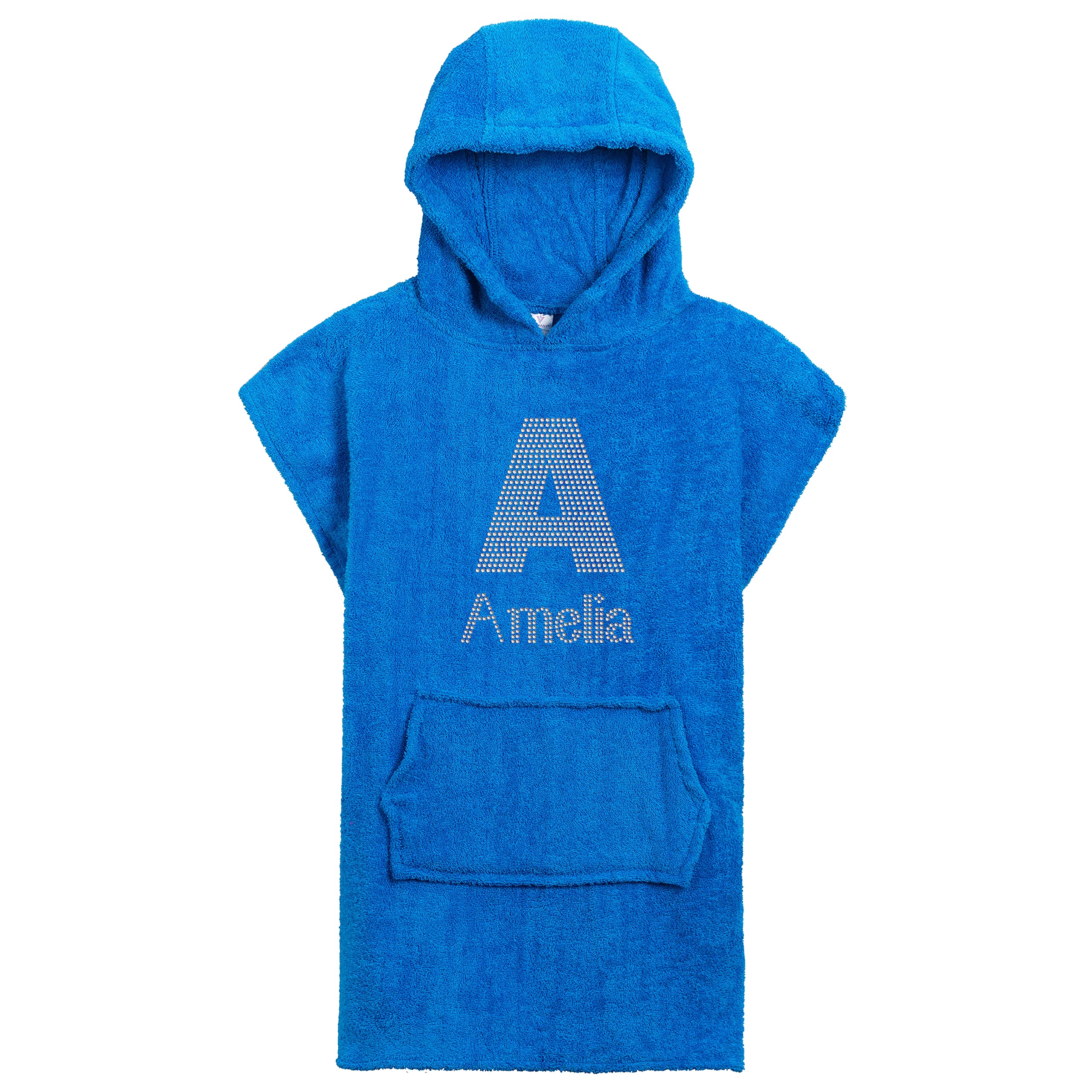 Poncho à Capuche Enfant Varsany - 100% Coton - Pour Plage, Piscine Ou Maison - Taille M - Bleu