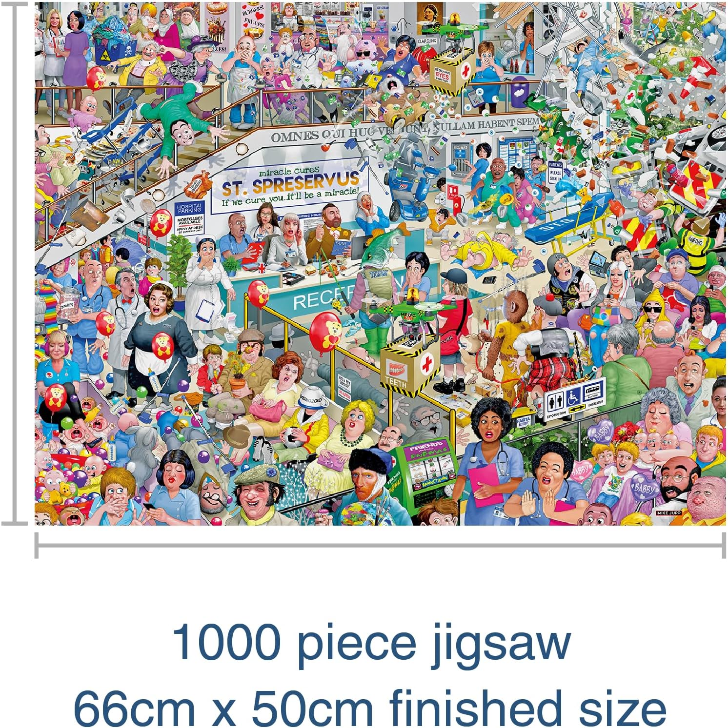 I Love Healthcare – A Hilariously Chaotic 1000 Piece Jigsaw Puzzle by Mike Jupp for Adults Size 19.7 x 26 Inch