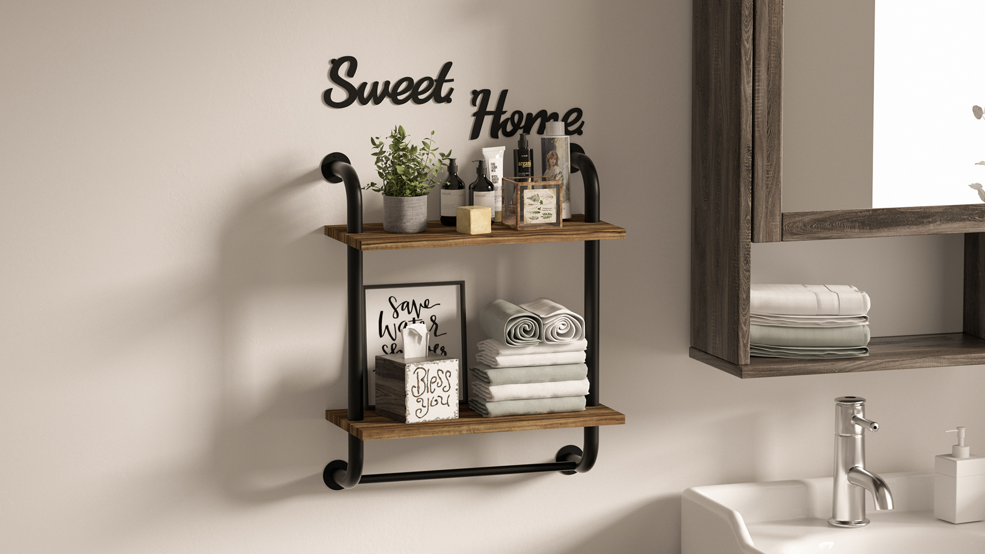 Tinpin Bathroom Shelves 2Tier