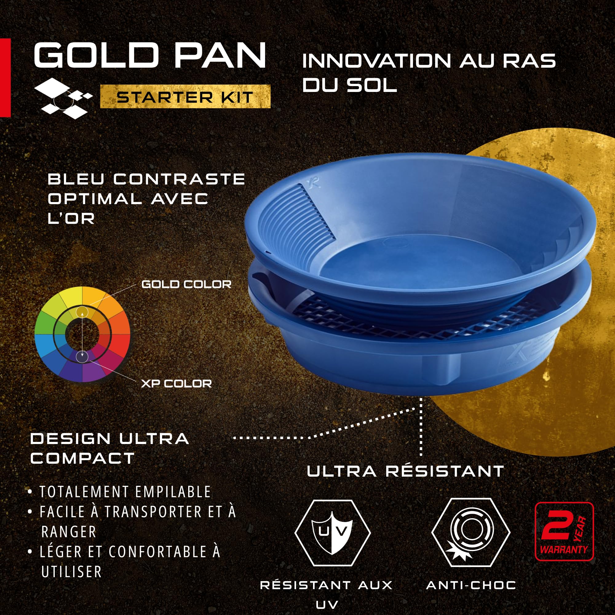 XP Metal Detectors Kit de démarrage Gold Pan - Inclus pan 37cm, tamis et accessoires GP-Starter-KIT