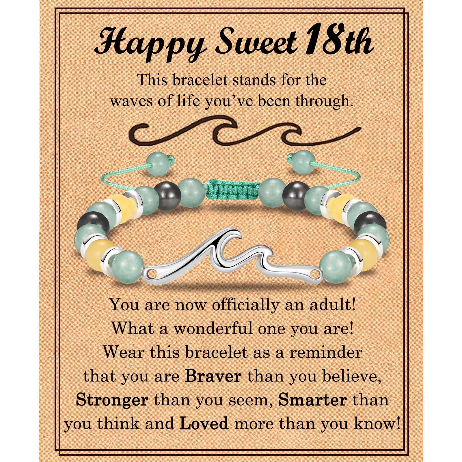 13 14 15 16 17 18 21 Year Old Birthday Gifts for Girls, Wave Birthday Bracelet Gifts with Birthday Card for Teen Girls Her Daughter Granddaughter Niece Friends
