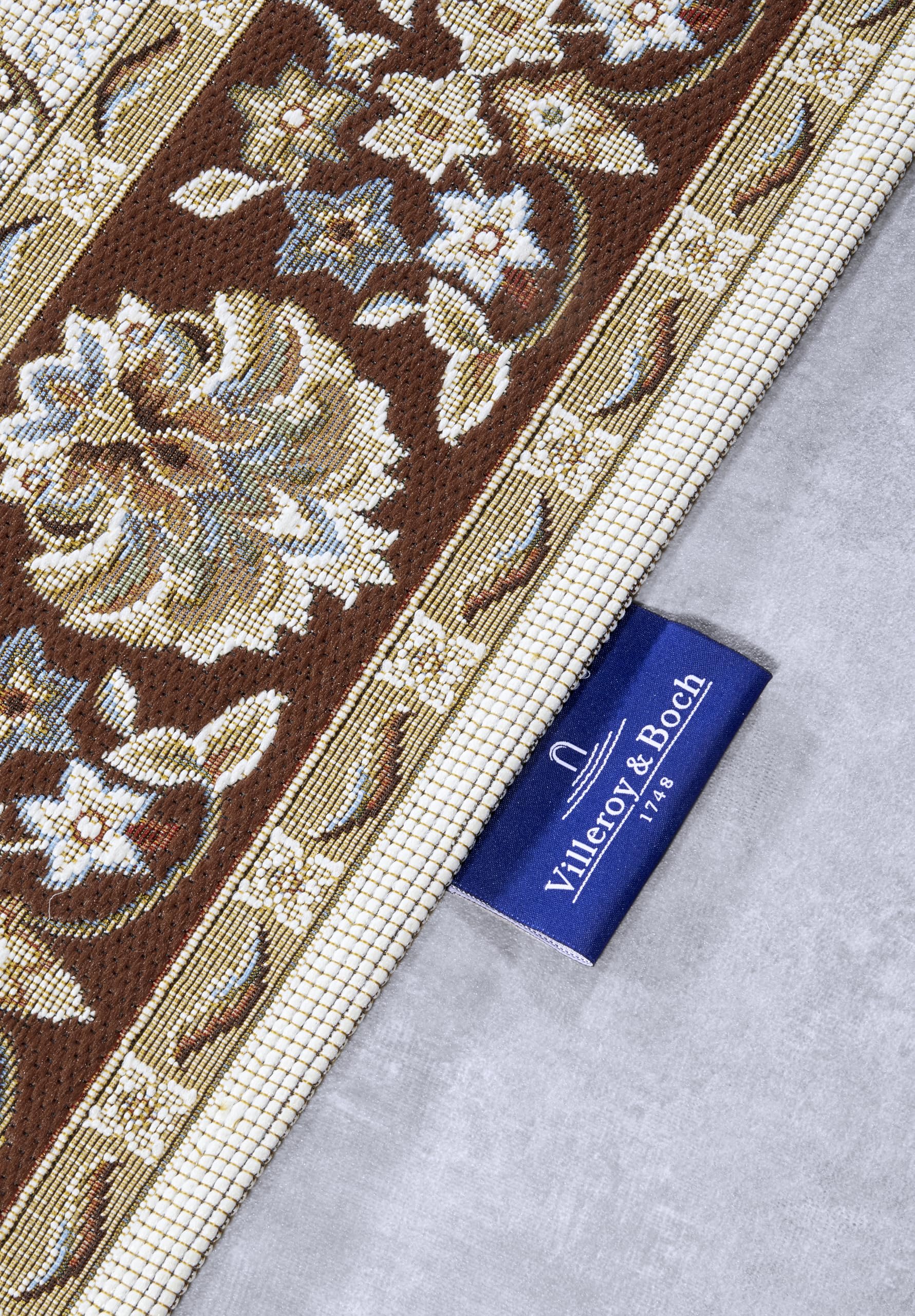 Villeroy & Boch Nicolas Tapis d'intérieur et d'extérieur Oriental tissé à Plat, Design Oriental Classique, certifié Öko-Tex Résistant aux intempéries et aux UV, Balcon, terrasse, Jardin – Marron