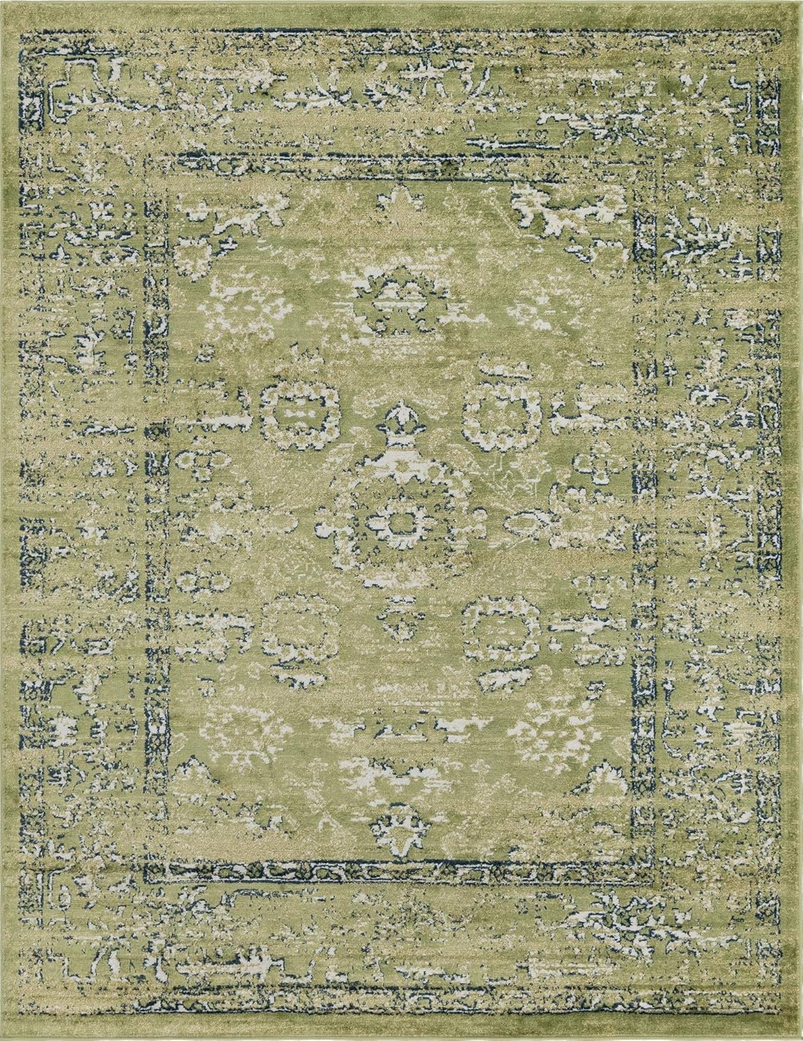 Unique Loom Sumter Collection Area Rug - Edmunds (8' x 10' Rectangle, Green/ Ivory)