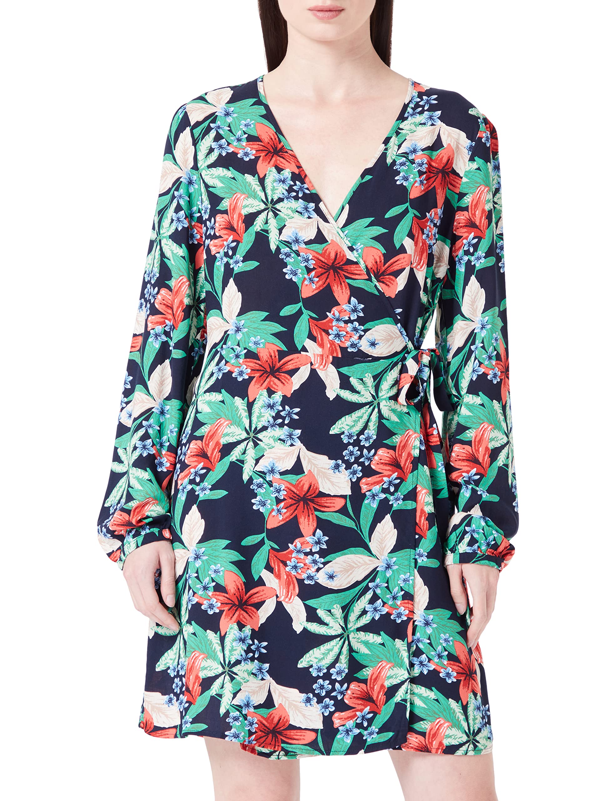 ONLY Sukienka Kobiety Onlnova Life L/S Tia Wrap Dress Aop Ptm