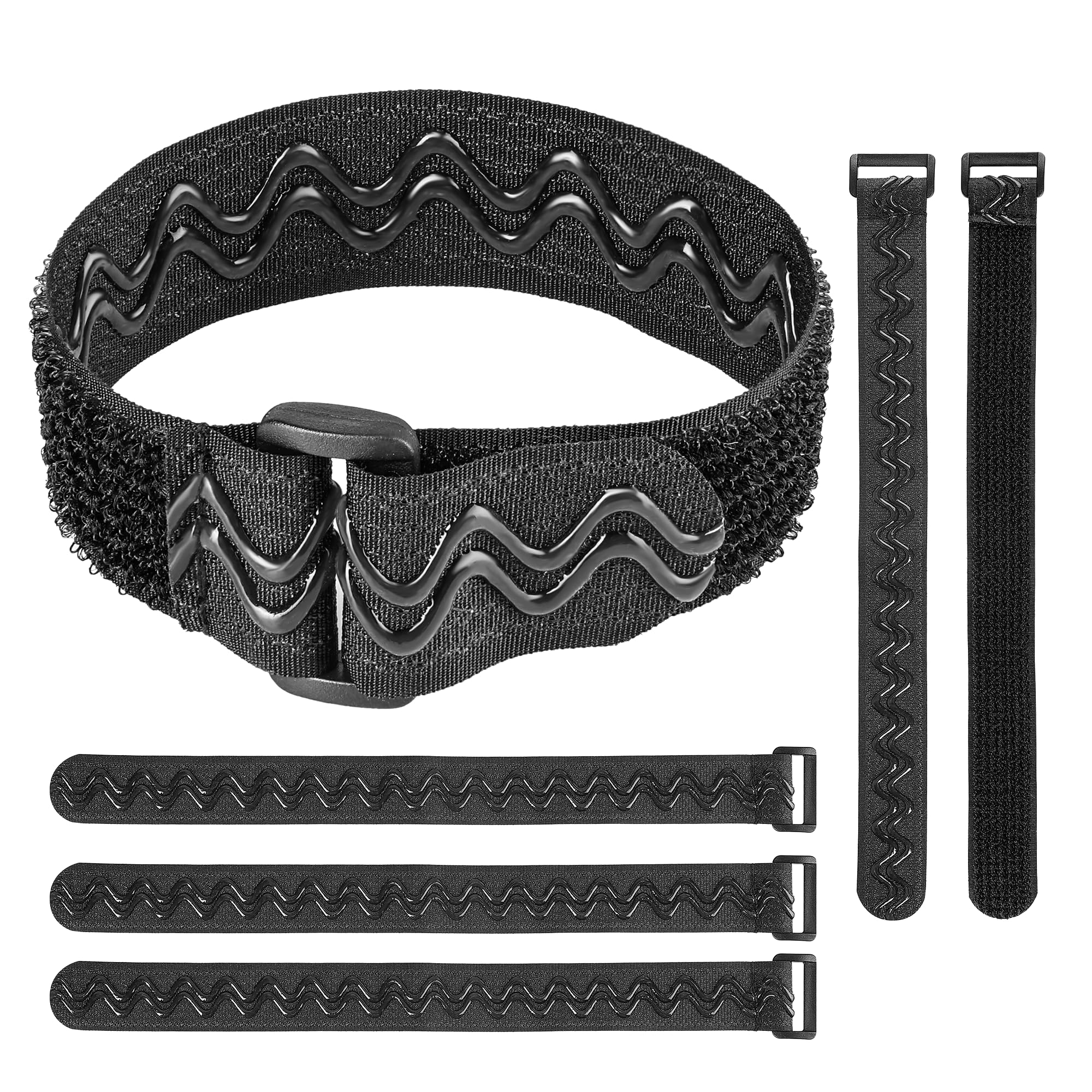 Desing Wish 6 Pack Non-slip Reusable Cable Ties 1'' x 10.2'' Adjustable Hook and Loop Fastener Straps Multipurpose Strong Gripping Replacement Cord Straps Fixing Strap 26 cm Length - Black