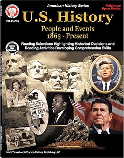 Mark Twain US History Workbook Middle School: People & Events 1865-Present | Homeschool Classroom Social Studies Curriculum Ages 11+