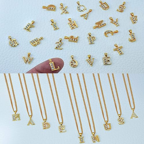 Miniatura 5 de LIFETIME JEWELRY Collar con letra de circonita cúbica con inicial pequeña, chapado en oro de 24 quilates