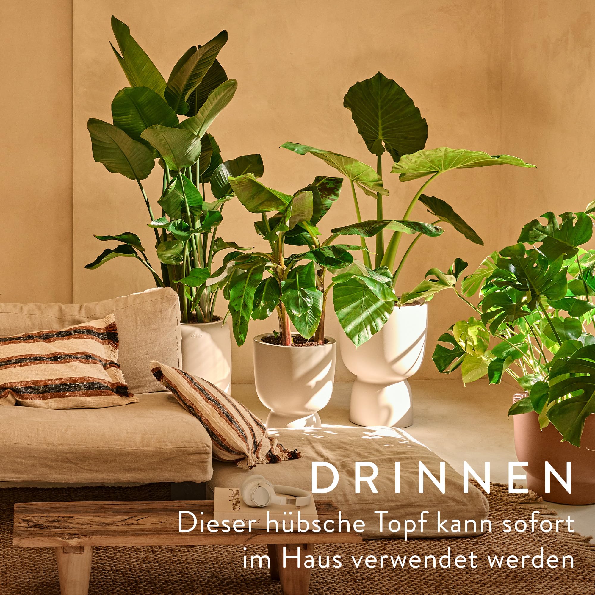 elho Amber Coupe 35cm Blumentopf - Balanced Beige | ∅ 34.9 x H 49 cm | für den Innen- und Außenbereich | 100% recyceltes Plastik