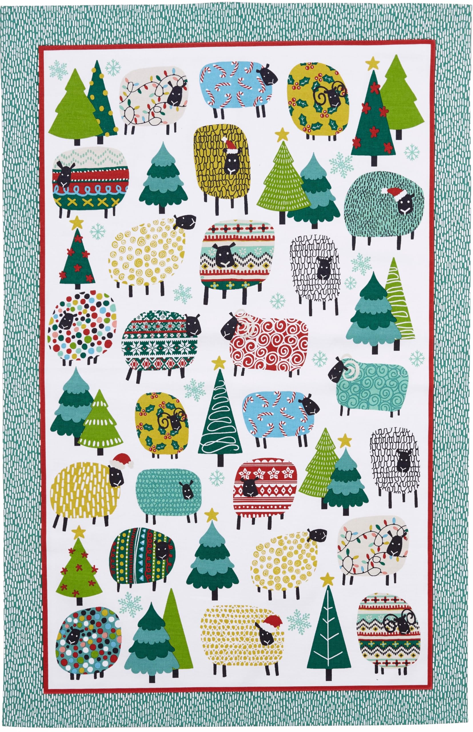 Ulster Weavers Multicoloured 100% Cotton Tea Towel, Christmas Dotty Sheep