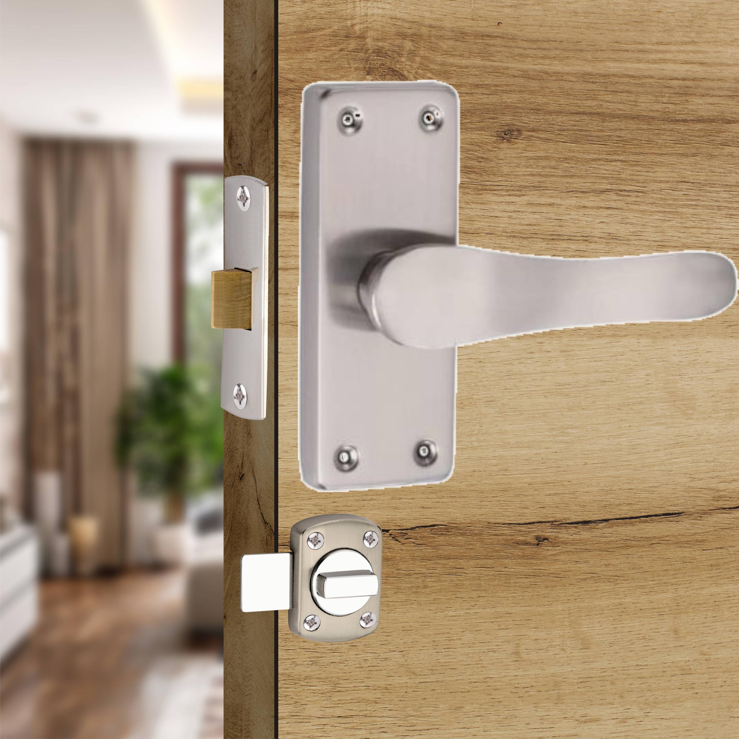 SARDAR Remo Antique 5" Iron Baby Latch Keyless Bathroom Door Handle Set/Mortise Door Pull Handle With Baby Latch — Amazon image 4