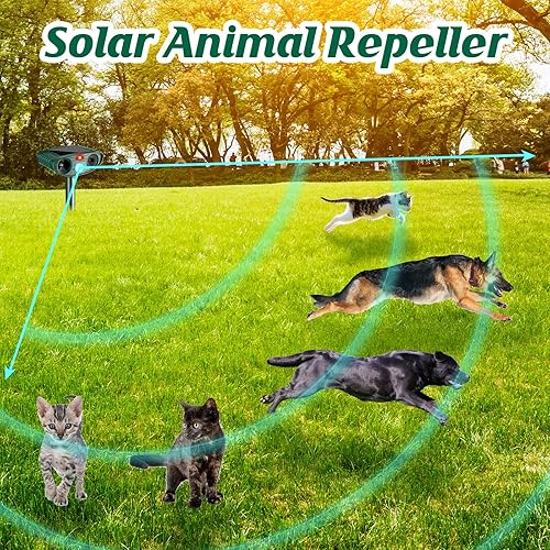 Miniatura 4 de Repelente ultrasónico de animales con energía solar, repelente de animales activado por movimiento, sensor de movimiento disuasorio de animales al