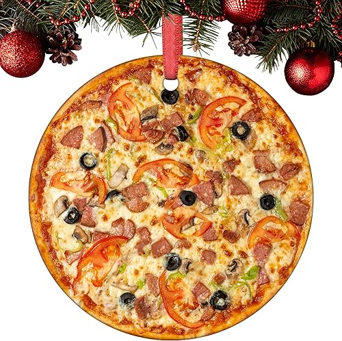 Miniatura 2 de Adorno de Navidad de pastel de pizza, aceitunas, salchichas, salchichas, decoraciones de árbol de Navidad, adornos de pizza para árboles de Navidad,