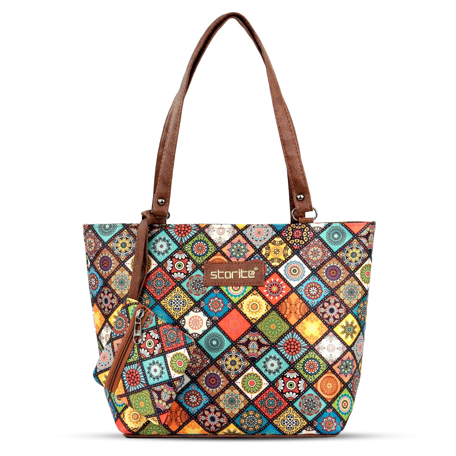 Storite Women's Tote Bag with Leather Handles & Embroidery Printed Handbag with Zip Pockets, Shoulder Tote Bag and Handbag... - Review, Price and Buying Guide