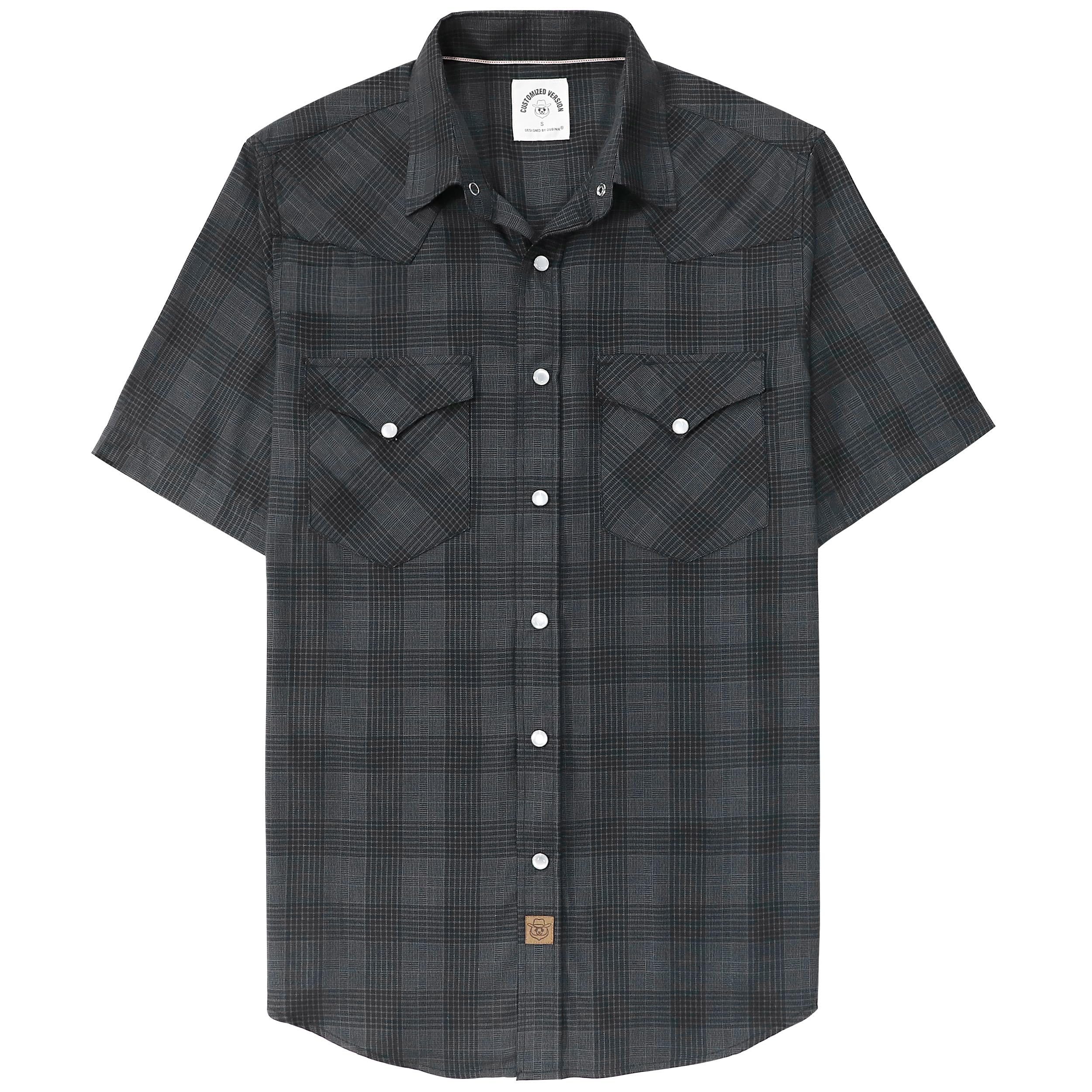 Dubinik® Bambusfaser Kurzarmhemd Herren Freizeithemden Für Herren Druckknöpfe Cowboy Vintage Western Comfort Kariert Hemd