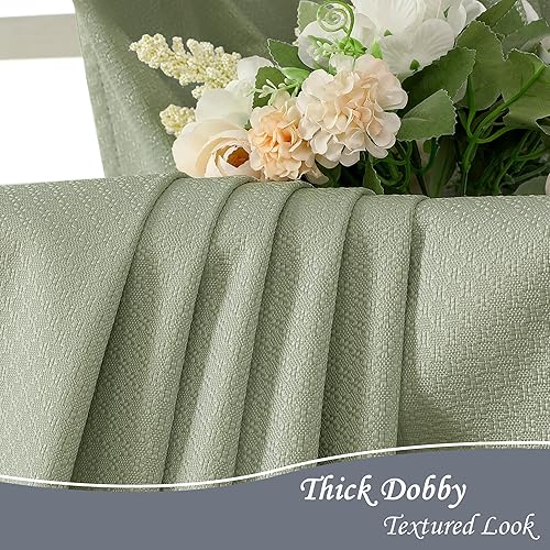 Miniatura 3 de OVZME Cortinas de cocina 100% opacas de color verde salvia, cenefas de 14 pulgadas de largo, aislamiento térmico sólido con ojales y reducción de