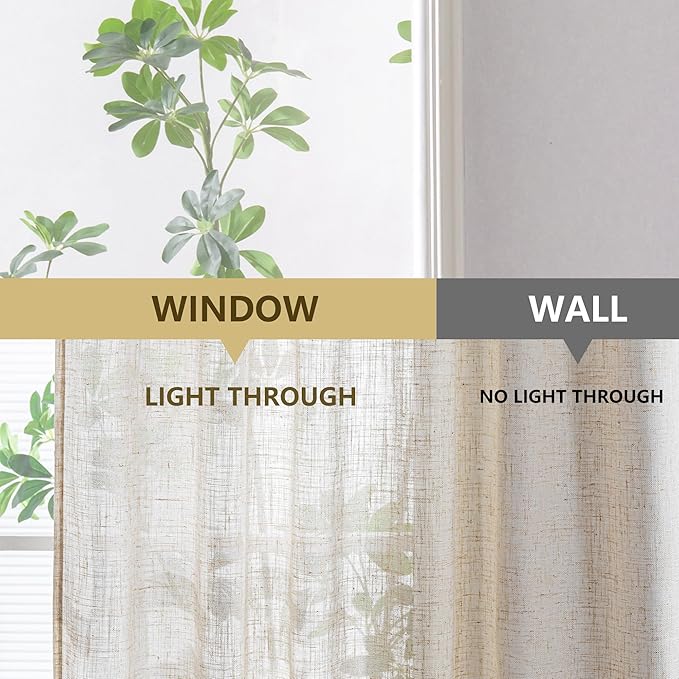 Linen Curtains 40" x 63", 2 Panels for bedroom