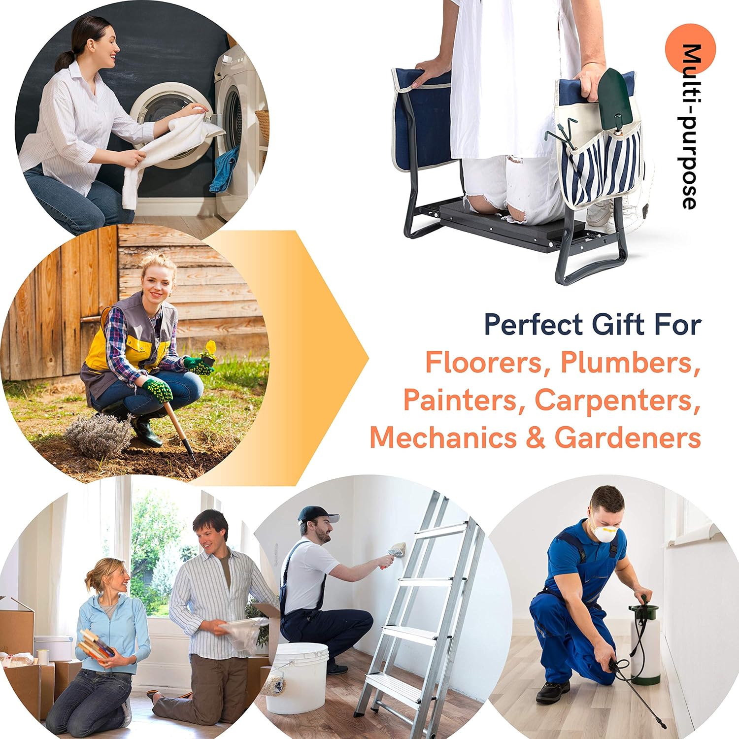 LYKO Garden Kneeler and Seat, Portable Garden Stool Foldable W/ 2 Tool Bags and Free Outdoor Tool Kit -Comfy EVA Foam Pad Garden Kneeling Chair and Withstand 330 lbs (23.6"x 10.6"x 19.3" - Blue) : Patio, Lawn & Garden