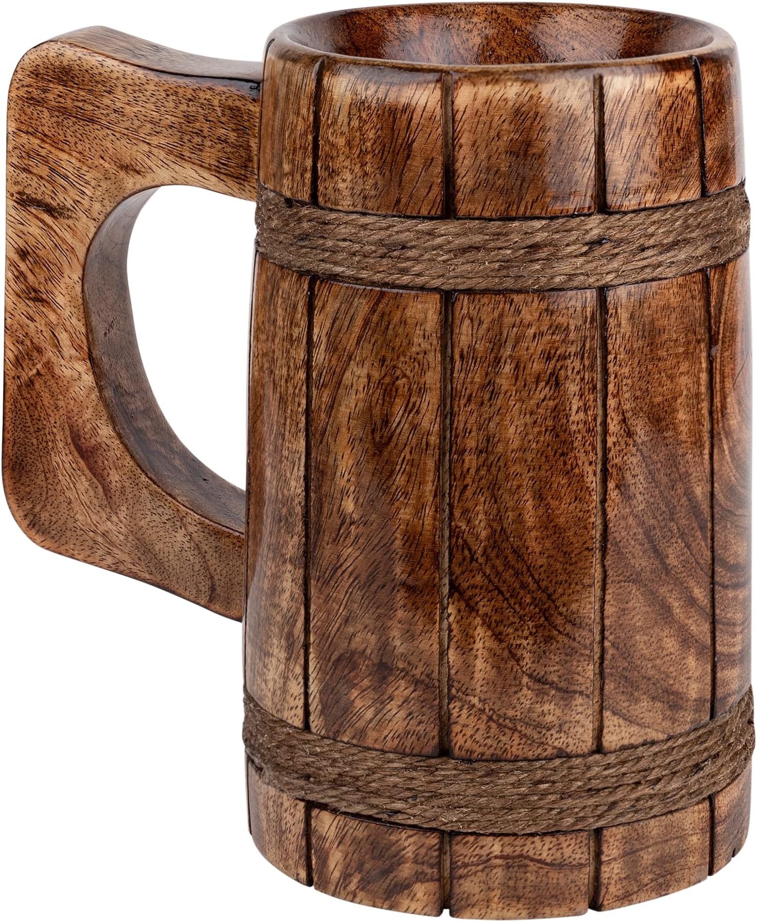 GoCraft Handmade Wooden Beer Mug โ Burnt Wood Finish โ Classic Tankard Drinking Stein โ Perfect for Camping, Travel, Outdoor Use โ Tea & Coffee Mug with Handle โ Great Gift for Men